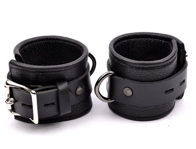 Premium Leather Wrist Cuffs - Black