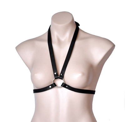 BDSM Harness | Black Leather Halter Neck Harness