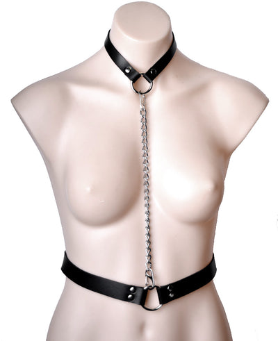 Black Leather & Chain Harness | Leather BDSM Products