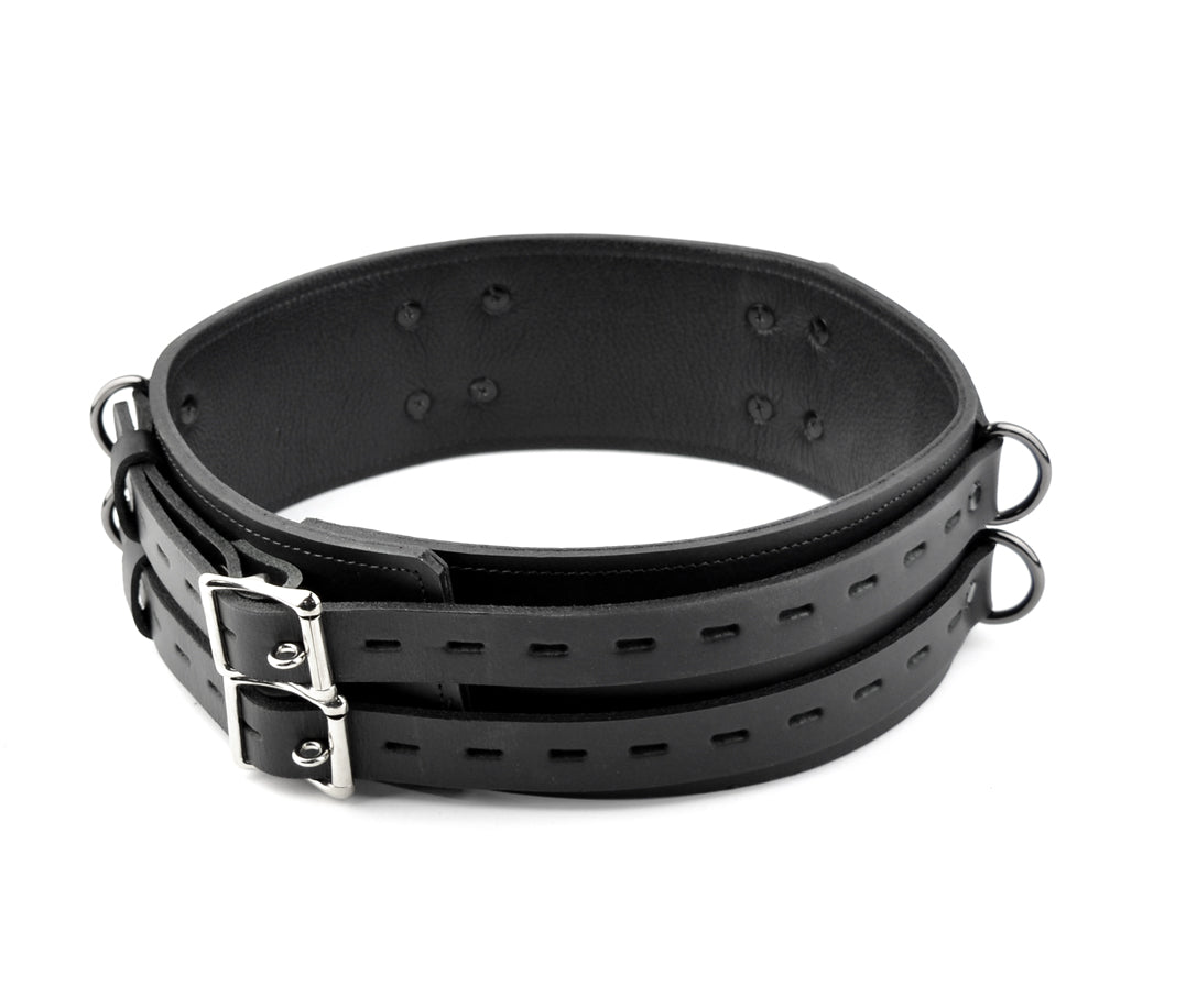 Heavy Duty Locking Leather Bondage Belt - Black – Mercy Industries