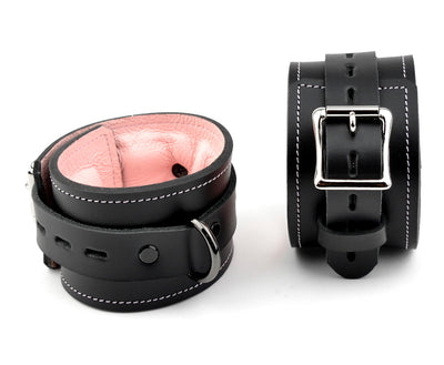 Premium Padded Ankle Cuffs - Black And Blush Pink