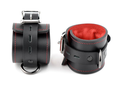 Premium Padded Wrist Cuffs - Red | BDSM Wrist Cuffs
