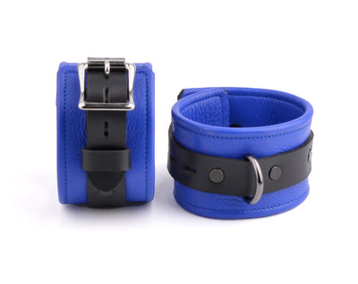 Premium Leather Ankle Cuffs - Deep Blue