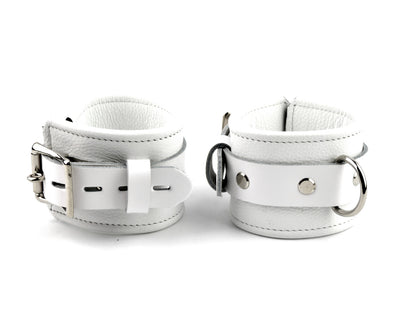 Premium Leather Wrist Cuffs - White | Mercy Industries