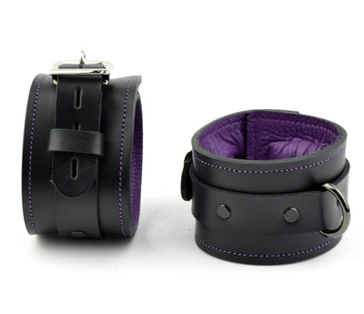 Premium Padded Ankle Cuffs - Black And Purple | Mercy Industries