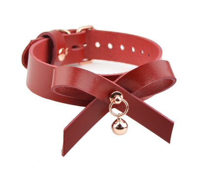 Mercy Industries | Americana Red & Rose Gold Collar With Bow & Bell