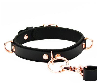 Black and Rose Gold Collar & Leash Aphrodite Series | Mercy Industries