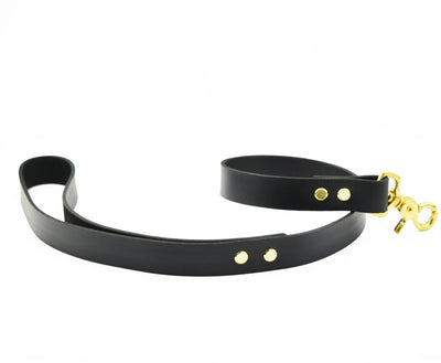 Black & Gold 75CM - 30" Leather Leash | Mercy Industries