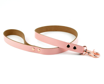 BDSM | Blush Pink 75CM - 30" Leather Leash with Rose Gold Hardware