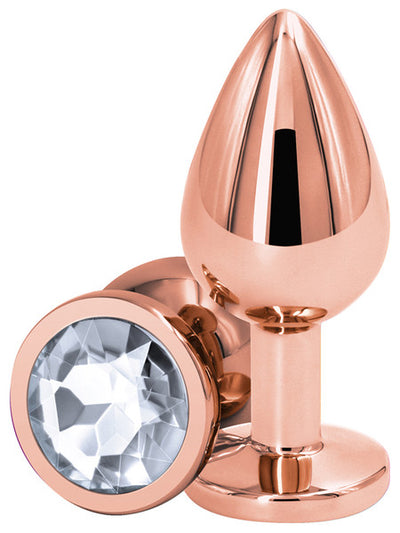 Rear Assets Rose Gold Butt Plug with Clear Gem