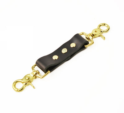 Black Leather & Gold Straight Cuff Connector