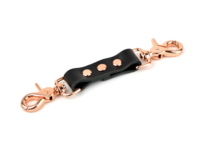 Black Leather & Rose Gold Straight Cuff Connector
