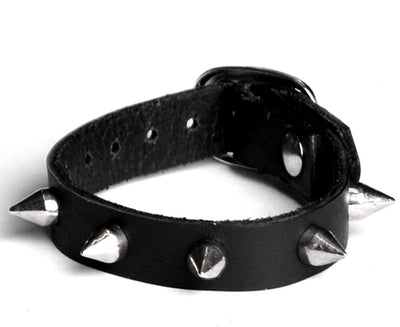Black Leather Spiked Wrist Cuff | BDSM Cuffs