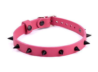 Hot Pink Leather Choker With Black Studs – Limited Edition!