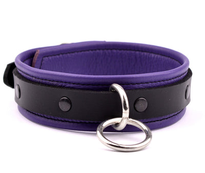 Purple Deluxe Leather Bondage Collar | Mercy Industries