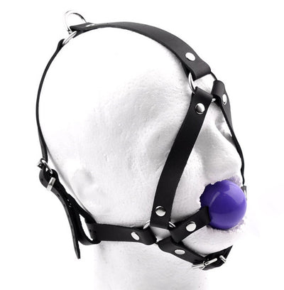 Purple Leather Premium Single Strap Ball Gag - Black Ball – Mercy Industries