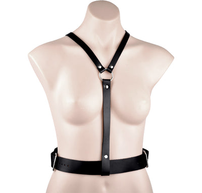 Black Leather Y-Back Body Harness | Mercy Industries 