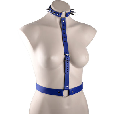 Blue Leather Heavily Spiked Warrior Harness – Limited Edition! 