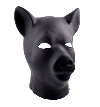 Latex Rubber Pig Mask - Black | Latex BDSM Mask