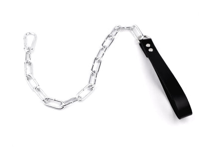 Chain & Black Leather 75CM - 30" Leash | BDSM Products