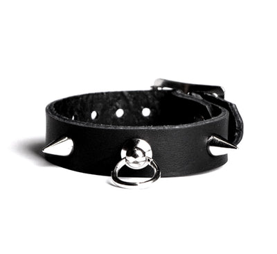 Mercy Industries | Black Leather Spike & Ring Wrist Cuff